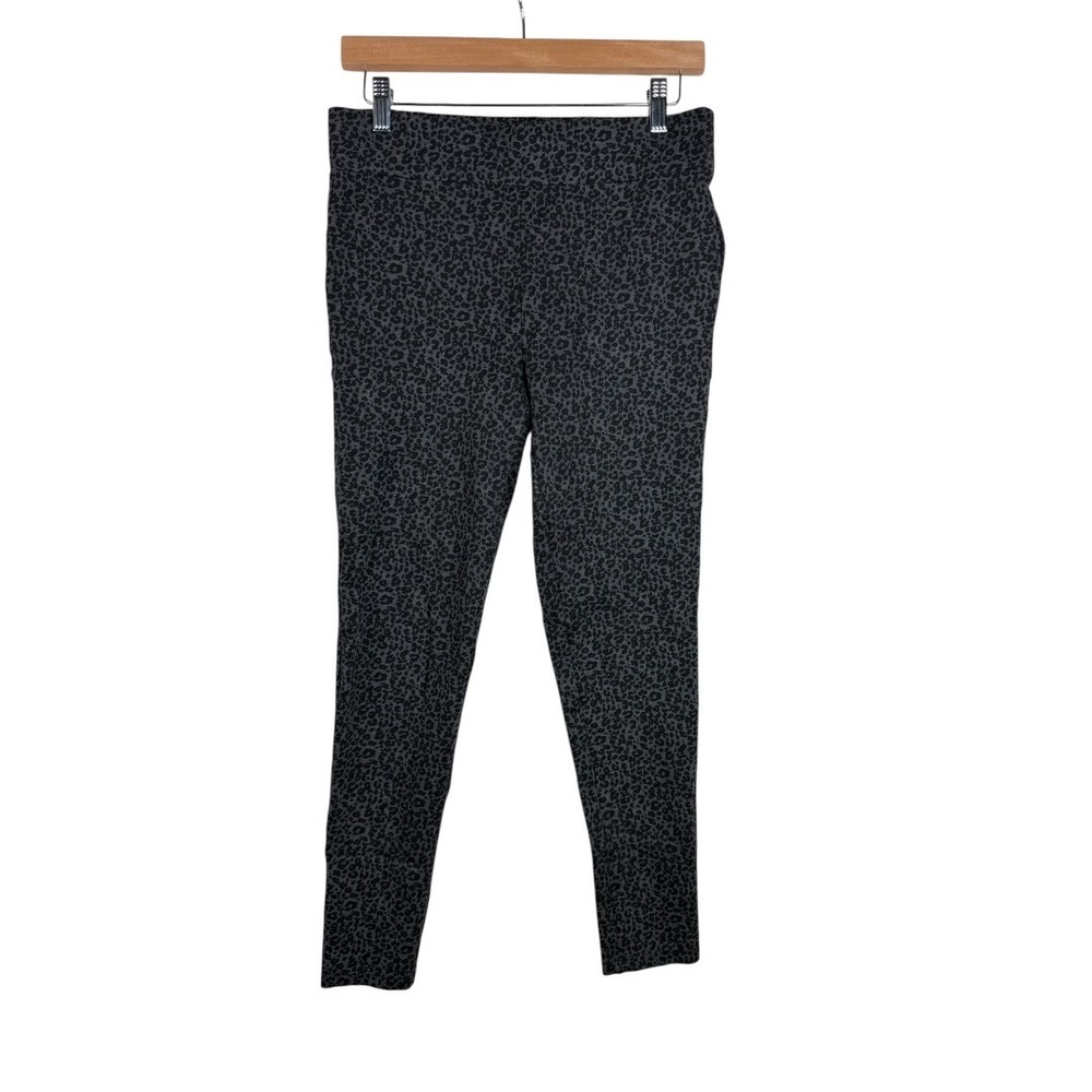 Loft Animal Print Skinny Elastic Waist Pants size Medium Gray/Black